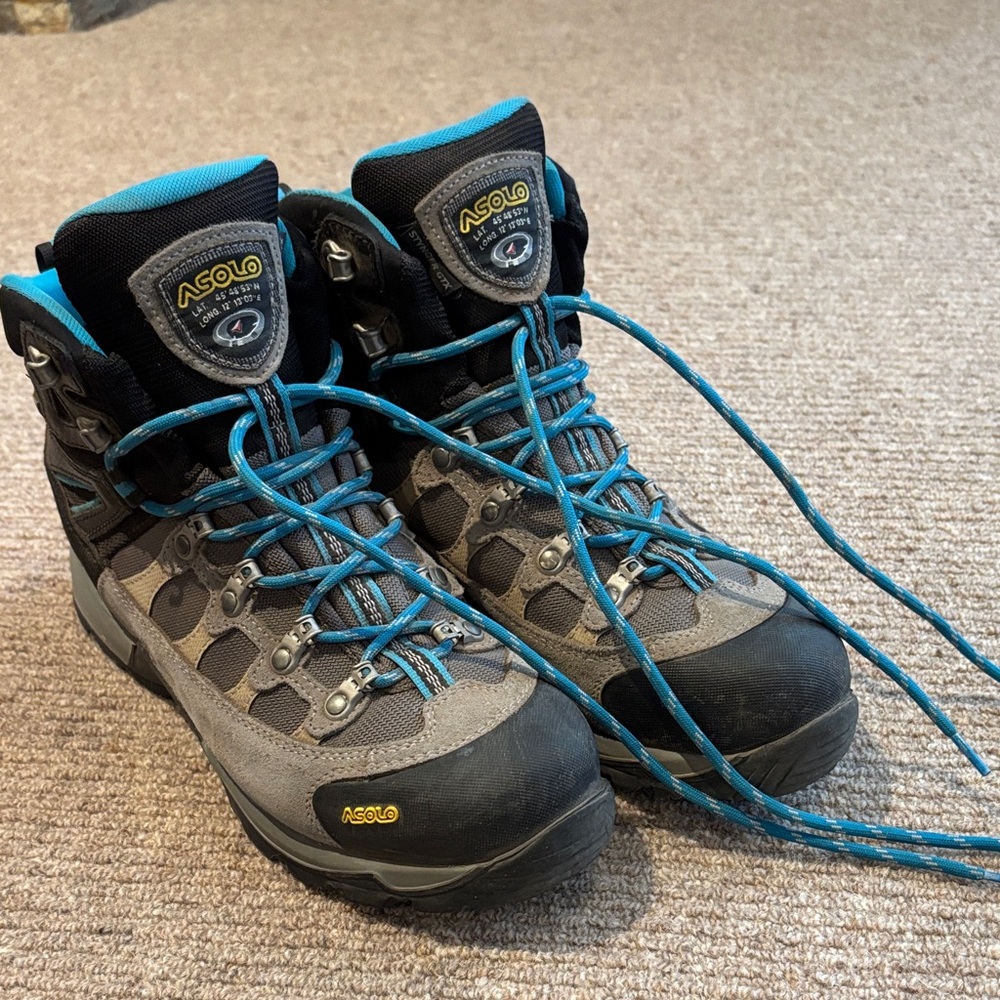 Asolo Stynger Black and Teal Hiking Boots